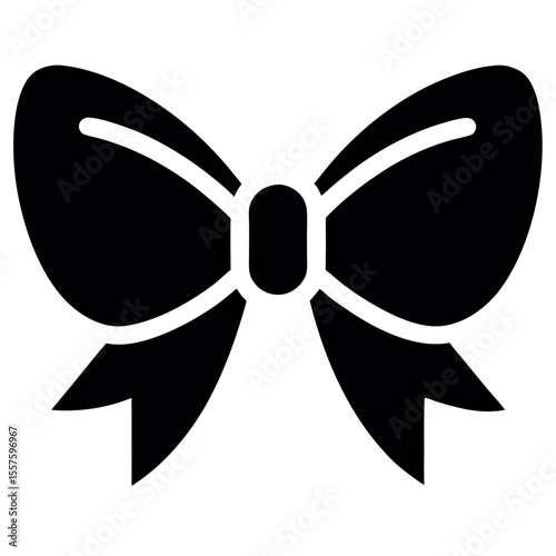 Elegant Black Bow Icon Decorative Ribbon Gift Wrap Design Element Silhouette