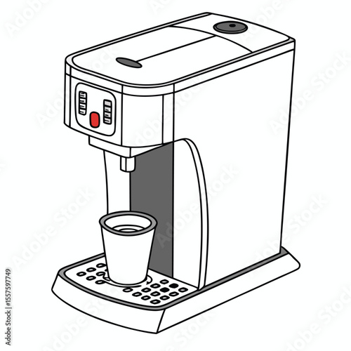 An instant hot water dispenser, providing boiling water on demand, isolated on a clean white background with space.