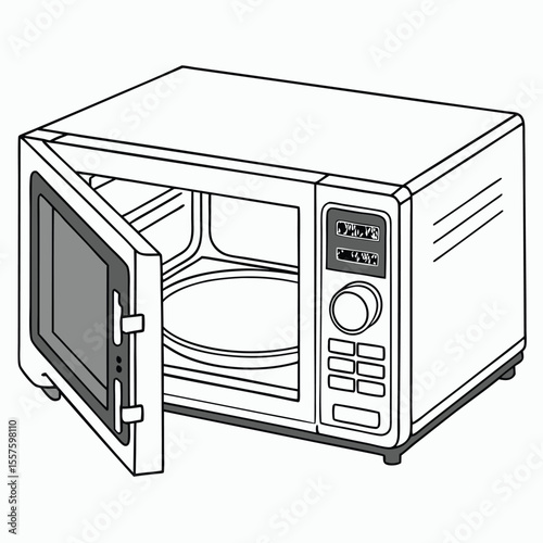 A digital microwave oven, perfect for quick heating and cooking, isolated on a clean white background with empty space.