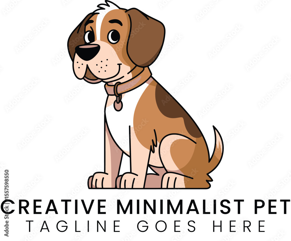 Fototapeta premium Charming cartoon dog sitting sweetly with its collar looking adorable animal art