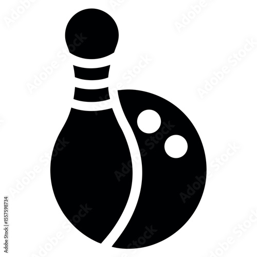 Silhouette of a Bowling Pin and Ball, Depicting Bowling Sport