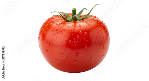 Wallpaper Mural Single ripe red tomato covered in water droplets isolated on transparent background Torontodigital.ca