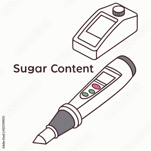 A precise refractometer, used for measuring sugar content, isolated on a clean white background with empty space.