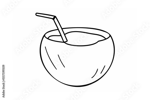 Coconut drink with straw beverage tropical