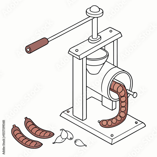 A sturdy sausage stuffer, perfect for homemade sausage making, isolated on a clean white background with empty space.