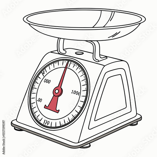 A digital kitchen scale, ensuring precise measurement for cooking and baking, isolated on a clean white background.