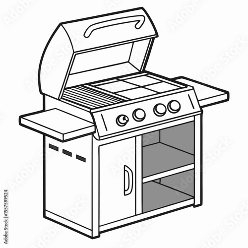A powerful side burner, providing extra cooking space for outdoor grills, isolated on a clean white background with space.