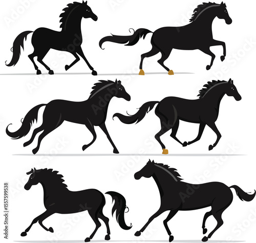 Elegant Horse Silhouette Set A Collection of Running and Rearing Arabian Horse Silhouettes for Design Projects