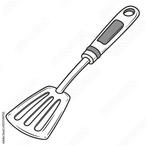 A versatile kitchen spatula with a flexible blade, perfect for flipping and serving, isolated on a clean white background.