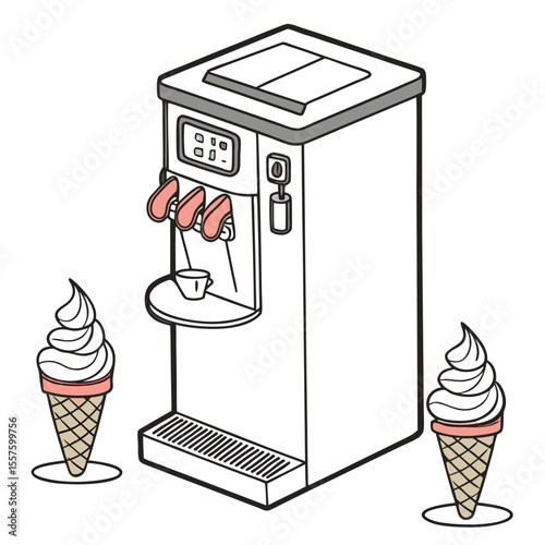 A commercial soft-serve machine, perfect for making delicious ice cream, isolated on a clean white background with empty space.