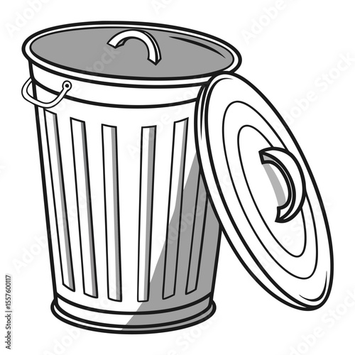 A modern trash can or waste bin, essential for household waste, isolated on a clean white background with empty space.