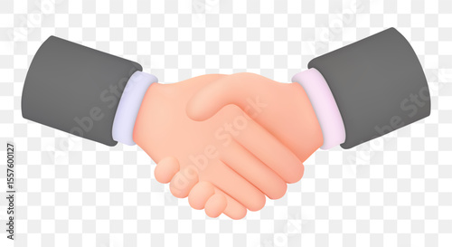 3d hand shake icon Cartoon character handshake . Business concept of partnership  Vector