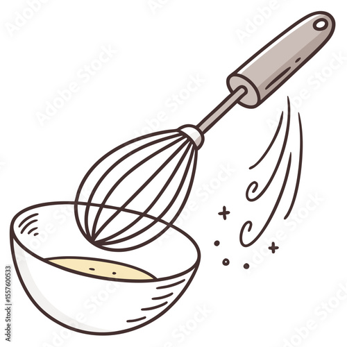 A versatile kitchen whisk, perfect for mixing and blending ingredients, isolated on a clean white background with ample empty space.