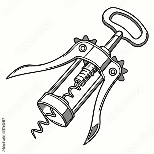 A classic wine opener or corkscrew, essential for effortlessly uncorking wine bottles, presented on a white background.