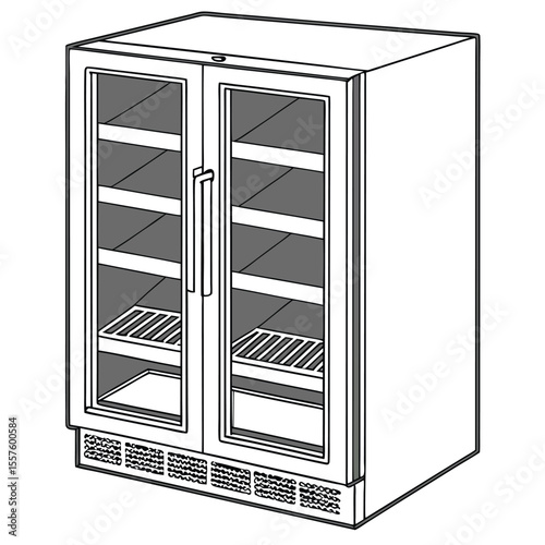 A sleek wine refrigerator, ideal for preserving bottles at optimal temperature, shown on a clean white background with copy space.