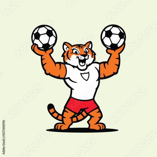 Tiger football mascot in standing pose for sports branding
