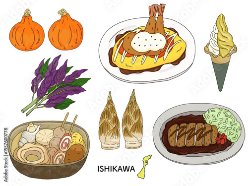 石川グルメ旅行のイラスト