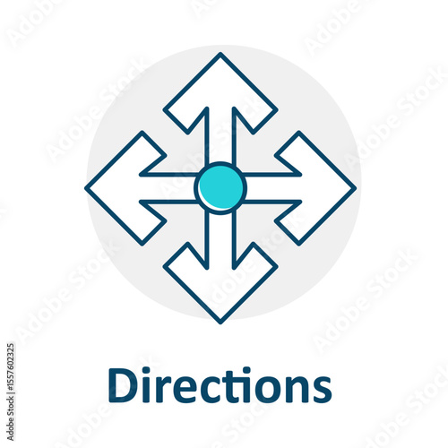 Map Direction Icon, GPS Wayfinding Symbol, Travel Path Arrows, Navigation Pointer, Road Map Direction, Compass Direction Icon