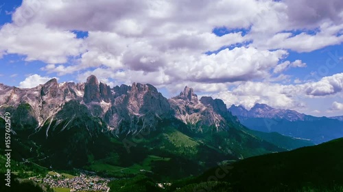 timelapse of a mountain landscape with clouds. Dolomites Alps, Italy
