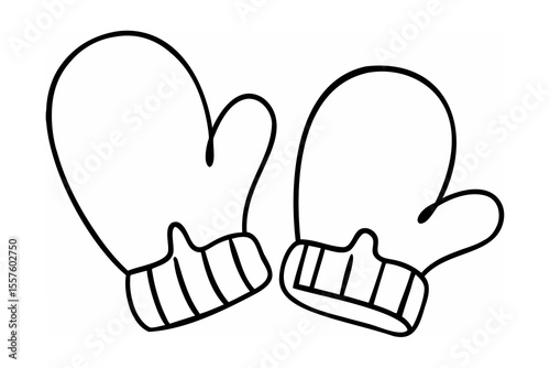 Pair of cozy winter mittens clothing apparel