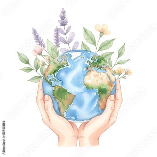 Earth Planet Nature: Hands Embracing Global Environmental Care