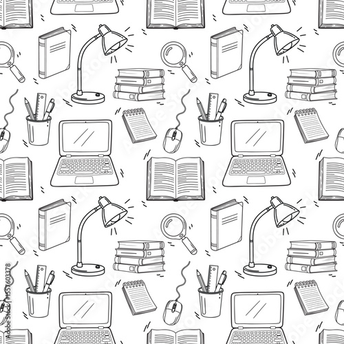 Study Time Doodle Seamless Pattern