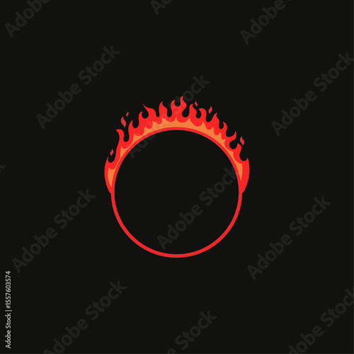 Circle Flame icon logo flat vector design