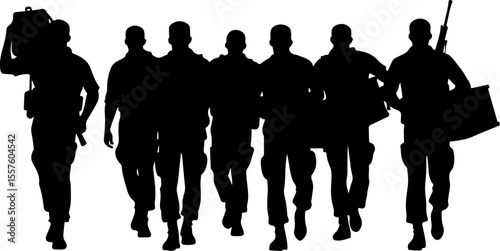Soldier Silhouettes with Weapons and Gear vector