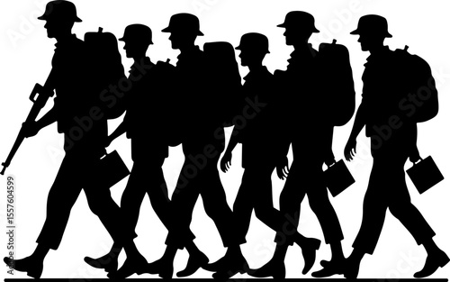 Soldier Silhouettes with Weapons and Gear vector