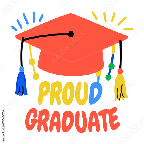 Graduation cap and diploma symbol of academic achievement and success