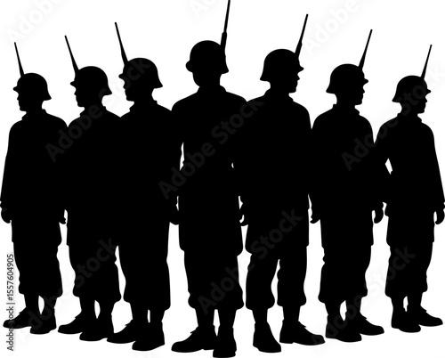Soldier Silhouettes with Weapons and Gear vector