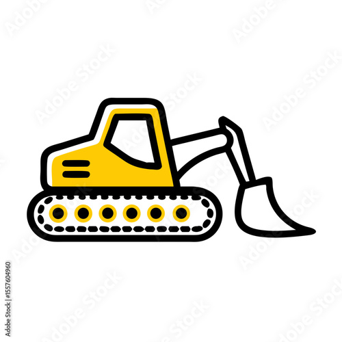 Yellow bulldozer with bucket ready for construction work  