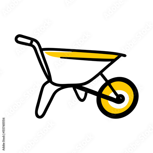 Wheelbarrow in modern style with yellow and black colors  