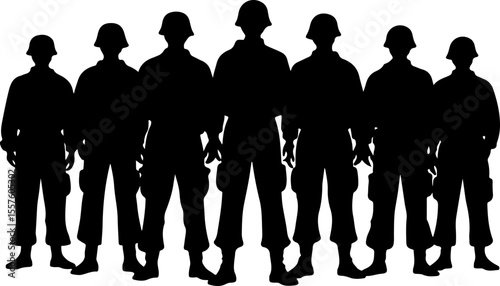 Soldier Silhouettes with Weapons and Gear vector