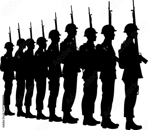 Soldier Silhouettes with Weapons and Gear vector