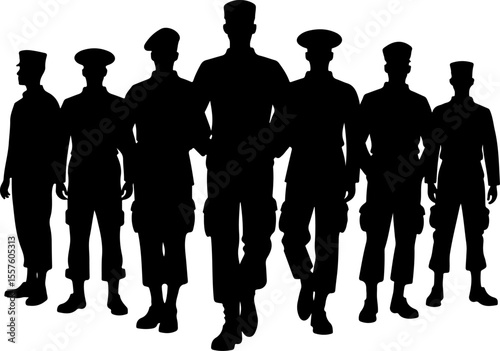 Soldier Silhouettes with Weapons and Gear vector