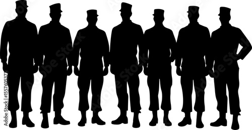 Soldier Silhouettes with Weapons and Gear vector