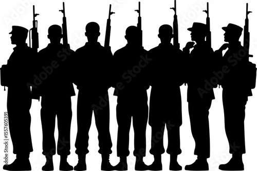 Soldier Silhouettes with Weapons and Gear vector