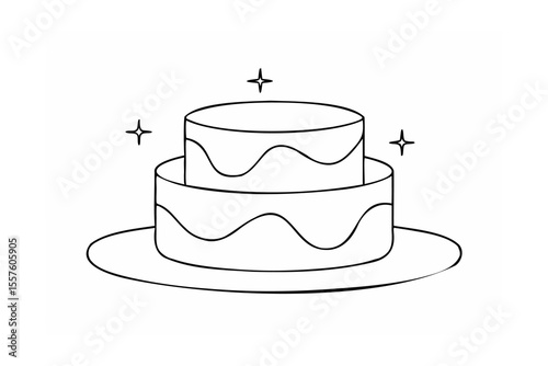 Two tier cake with wavy frosting and sparkles dessert