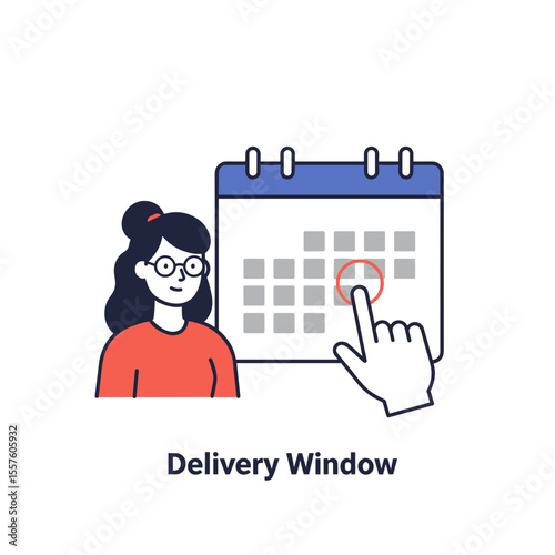 Woman selecting delivery date on calendar in digital format