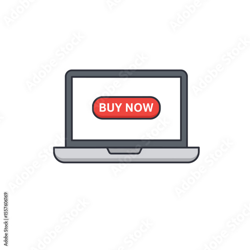 Red computer selling product on a business laptop screen
