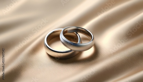 elegant silver wedding band on creamy satin