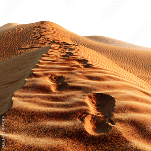 Desert Footprint Trail Journey Across Golden Sands white background against transparent Background