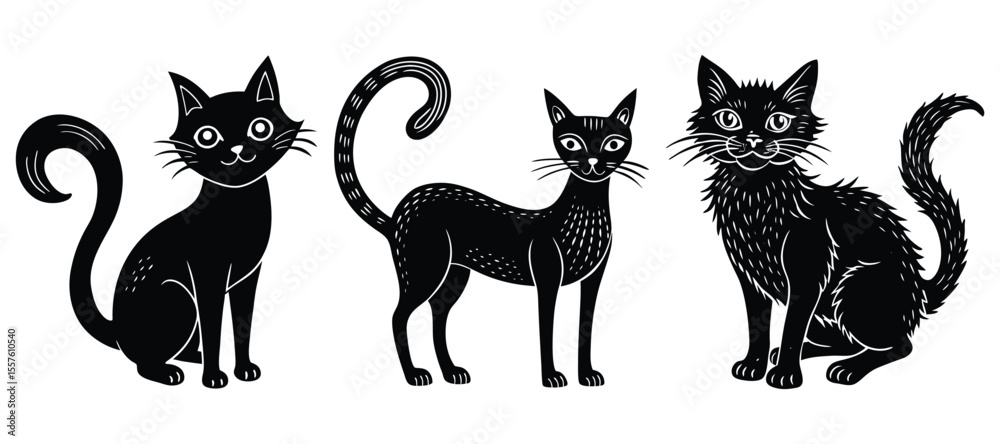 Obraz premium Kawaii Halloween Cat Holding Jack-o'-Lantern Cute Cartoon Vector Illustration.