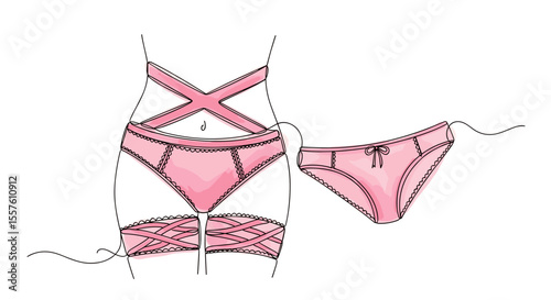 Erotic Lingerie Set with Garters and Stockings