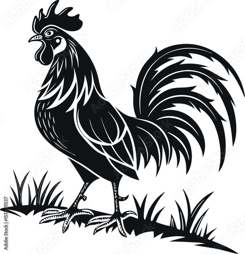 Rooster Silhouette Vector – Isolated Farm Bird Design