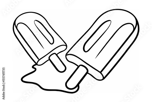 Two melting popsicles on sticks ice pop frozen treat