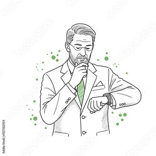 Businessman checking time on wristwatch

