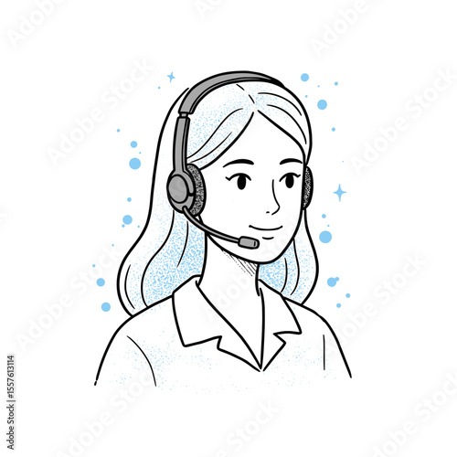 Smiling female support agent with headset