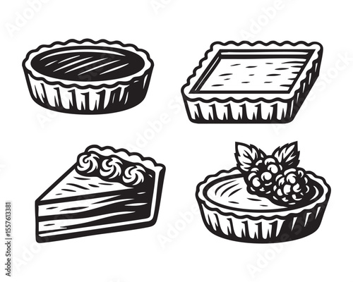 Hand Drawn Tart and Pie Slice Collection in Vintage Style vector